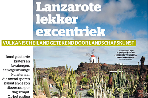 Artikel over Lanzarote in Het Laatste Nieuws